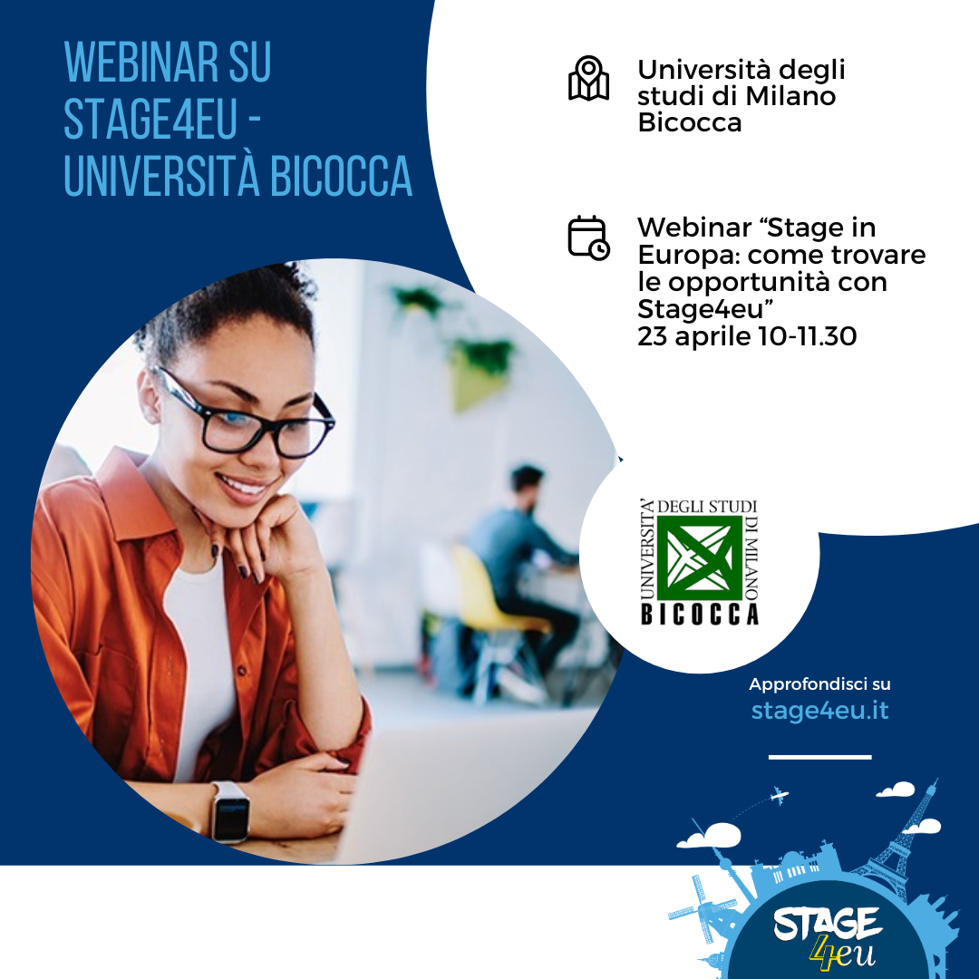 Webinar informativo su Stage4eu - Università degli studi di Milano Bicocca